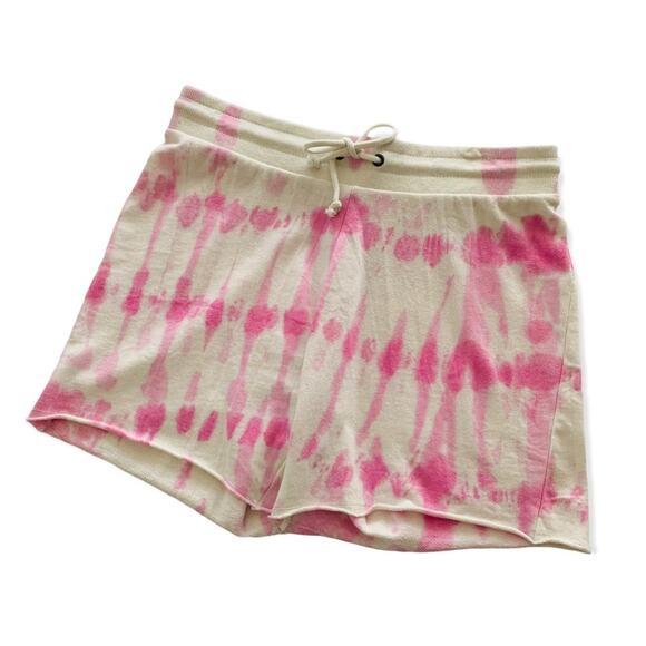 Threads 4 Thought Ivory and Pink Watercolor Tie Dye Pull On Shorts Small - Picture 1 of 10